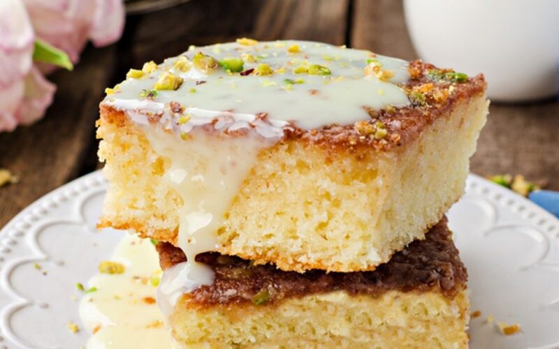 بسبوسة بالحليب المكثف المحلى